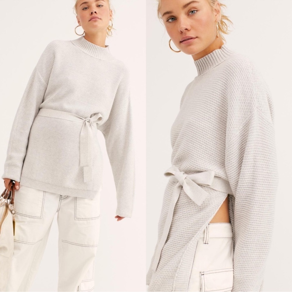 Free People Beach Byron Pullover Sweater Light Grey Size Medium
